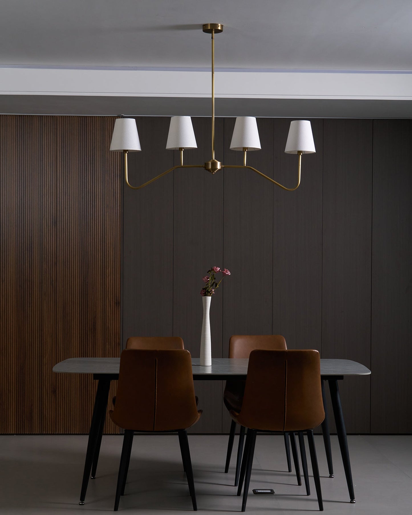 Colette Linear Brass Fabric Shade Chandelier