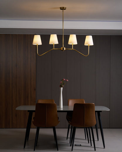 Colette Linear Brass Fabric Shade Chandelier