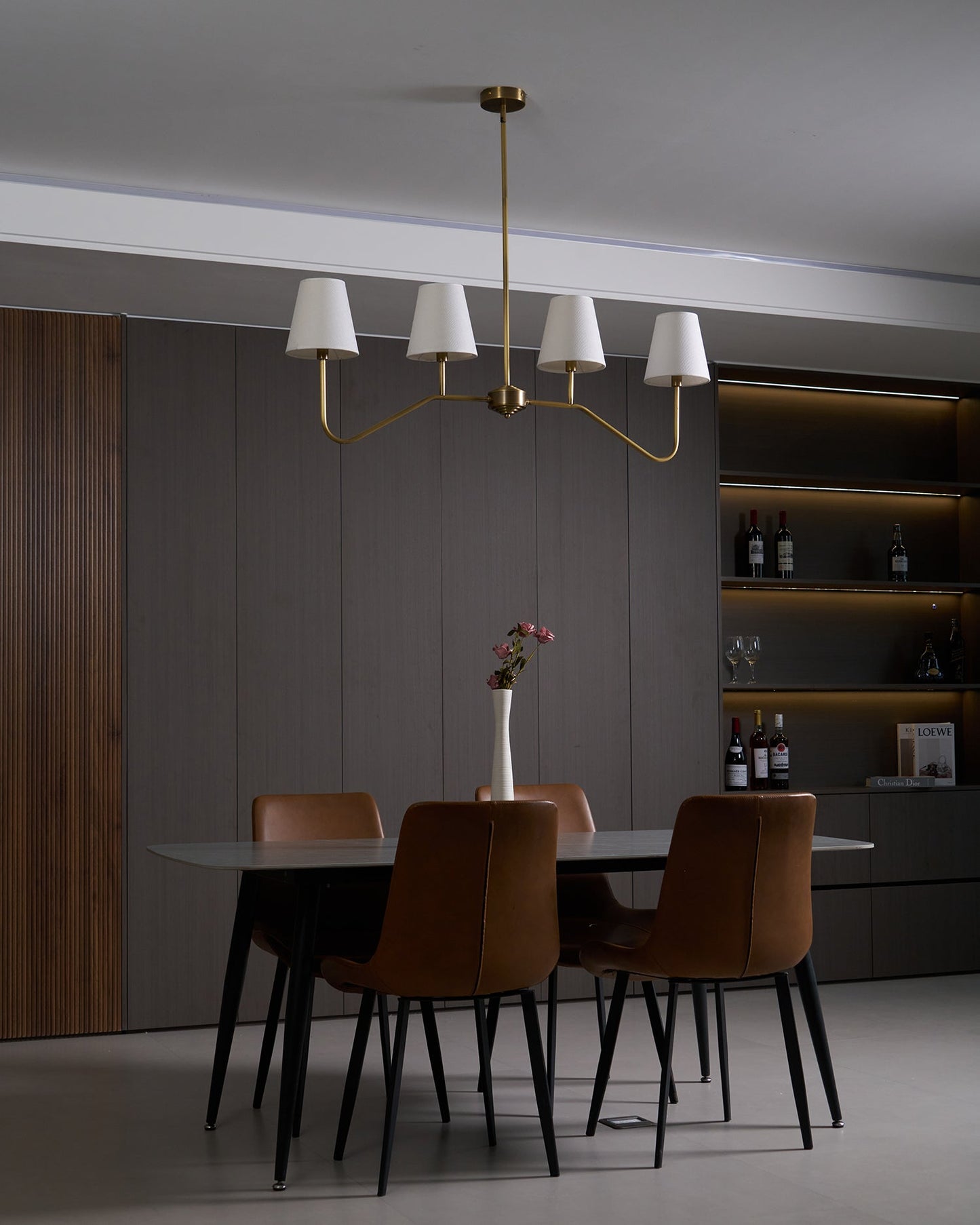 Colette Linear Brass Fabric Shade Chandelier