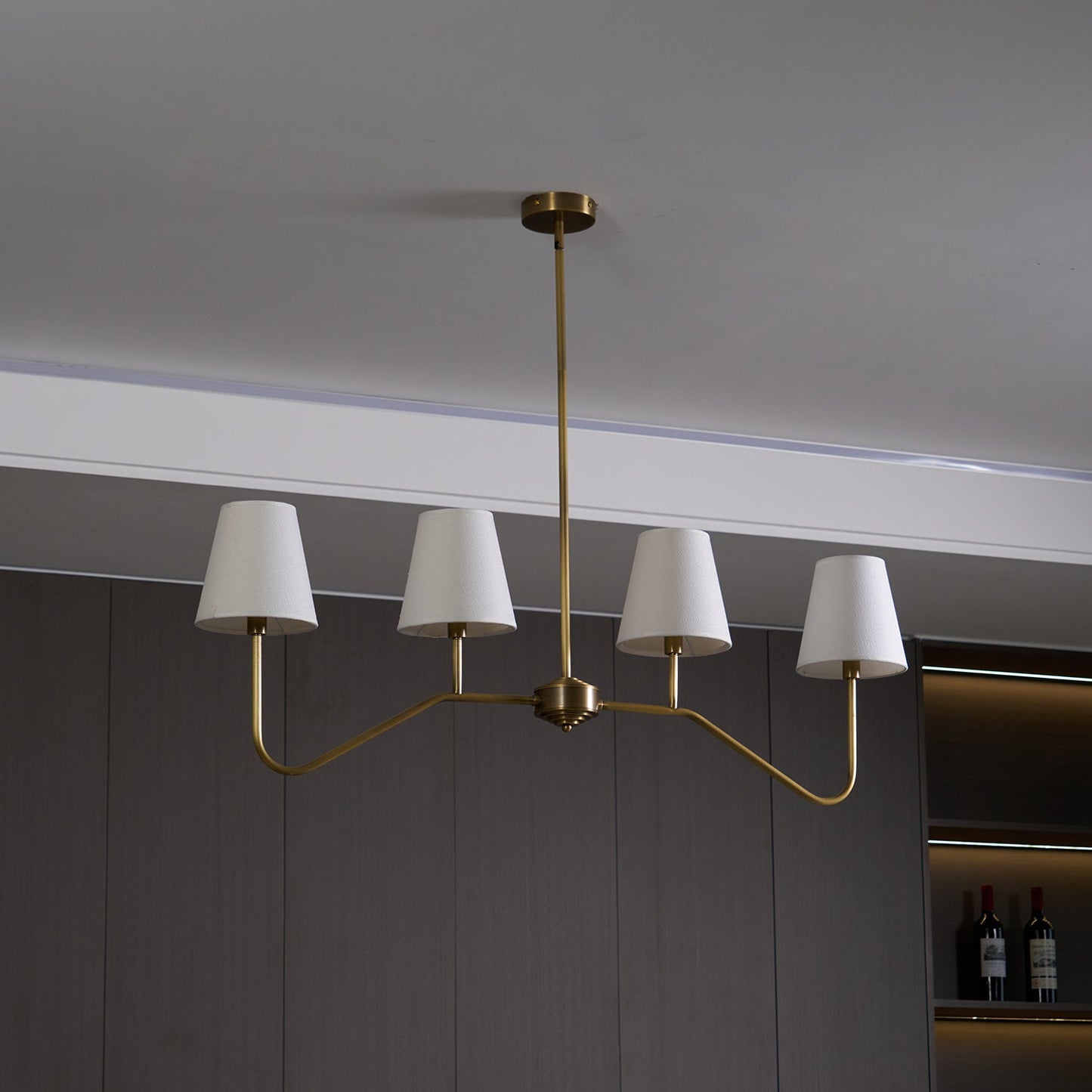 Colette Linear Brass Fabric Shade Chandelier