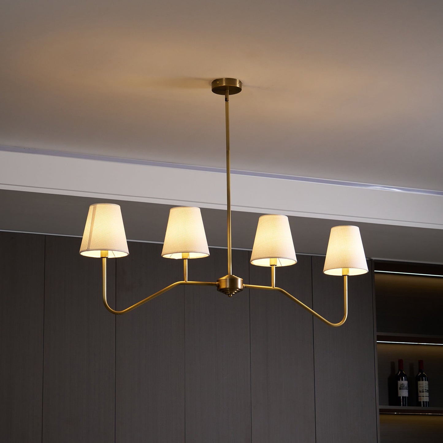Colette Linear Brass Fabric Shade Chandelier
