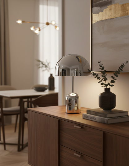 Émilie Portable Glossy LED Table Lamp with Modern Curves