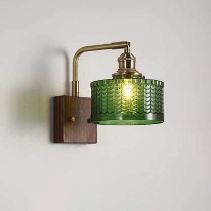 Eléonore Cavella Wall Lamp with Green Fish-Scale Glass Shade