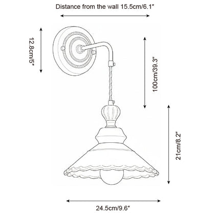 Élise Vintage Ceramic Wall Lamp with Scalloped Shade
