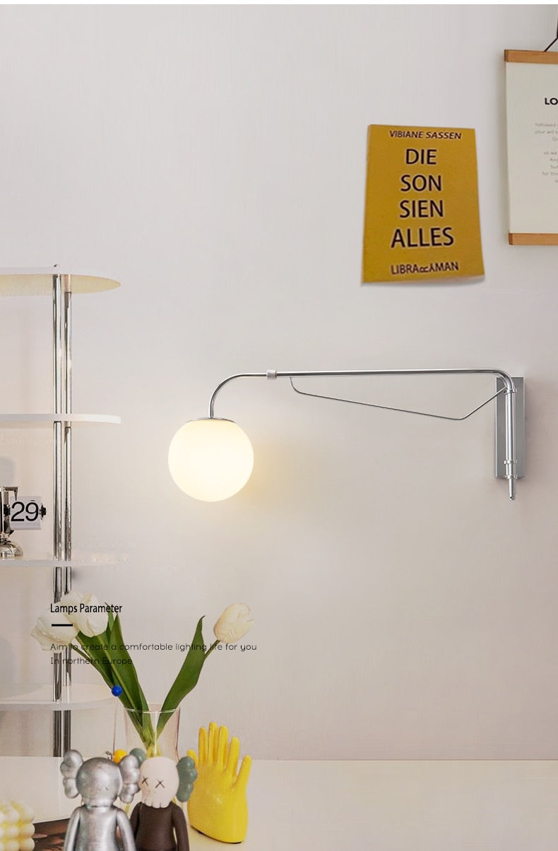 Élise Chrome Rocker Wall Lamp Silver Modern Adjustable Sconce