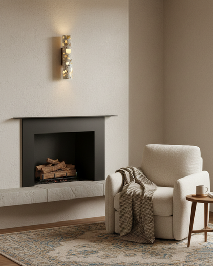 Sophie Clasten Wandleuchte Holz und Terrazzo LED-Beleuchtung