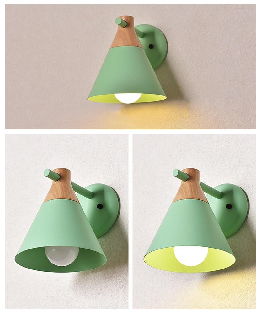 Sophie Colored Bell Metal & Wood LED Wall Light