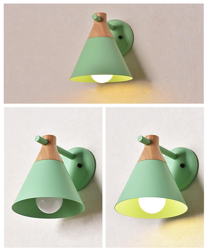 Sophie Colored Bell Metal & Wood LED Wall Light