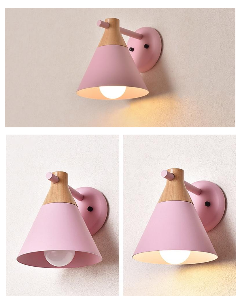 Sophie Colored Bell Metal & Wood LED Wall Light