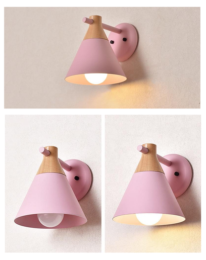 Sophie Colored Bell Metal & Wood LED Wall Light