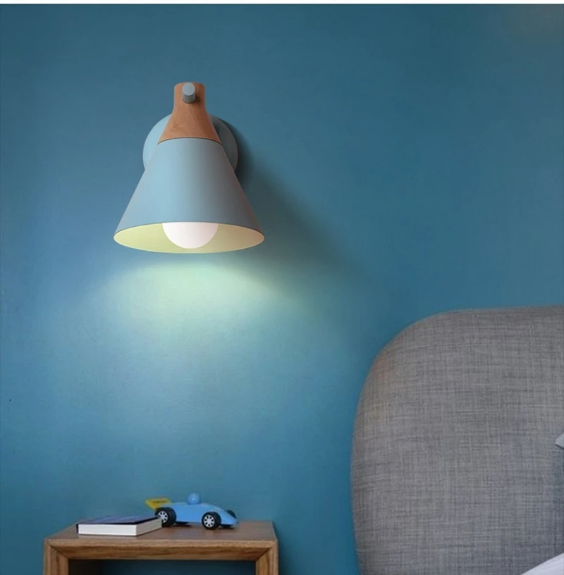 Sophie Colored Bell Metal & Wood LED Wall Light