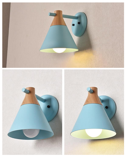 Sophie Colored Bell Metal & Wood LED Wall Light