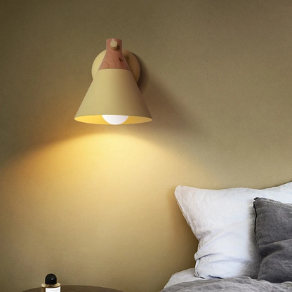 Sophie Colored Bell Metal & Wood LED Wall Light