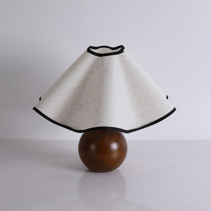 Clara Wooden Table Lamp with Draped Fabric Shade
