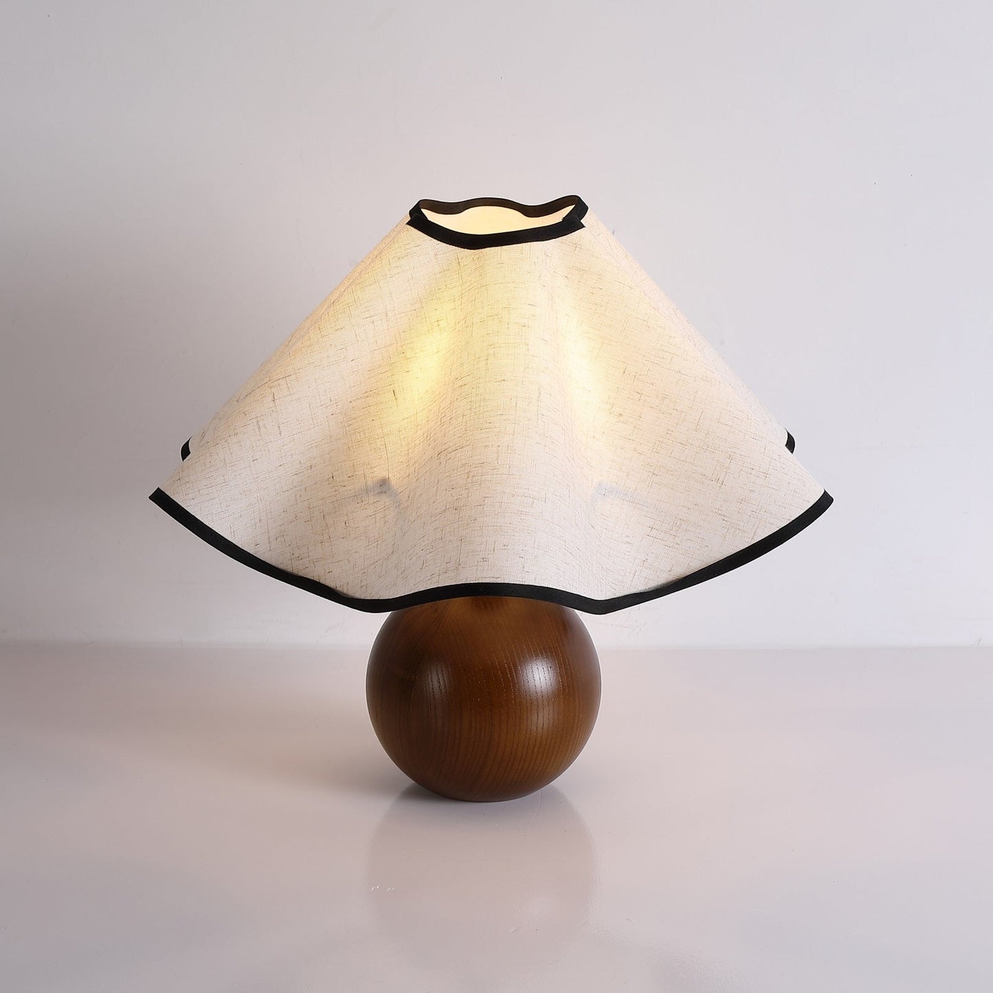 Clara Wooden Table Lamp with Draped Fabric Shade