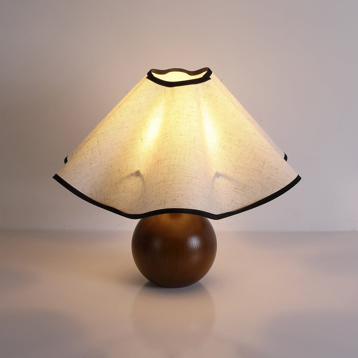 Clara Wooden Table Lamp with Draped Fabric Shade