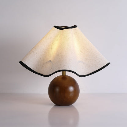 Clara Wooden Table Lamp with Draped Fabric Shade