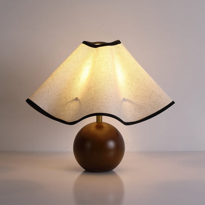 Clara Wooden Table Lamp with Draped Fabric Shade