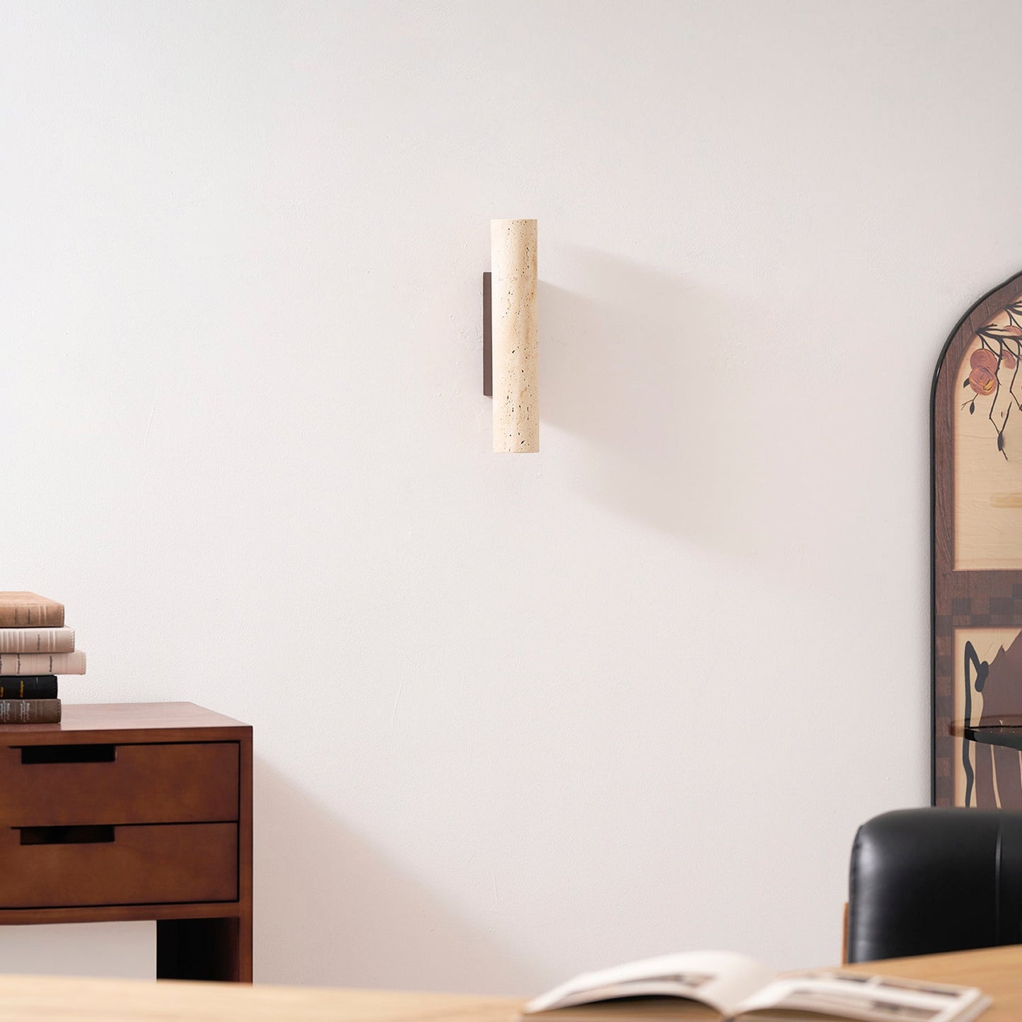 Aurélie Core Wall Lamp Wood and Travertine LED Lighting