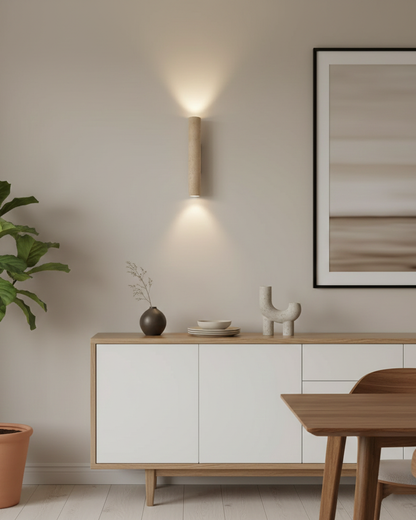 Aurélie Core Wall Lamp Wood and Travertine LED Lighting