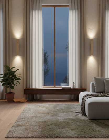 Aurélie Core Wall Lamp Wood and Travertine LED Lighting