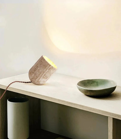Elodie Travertine Sculptural Lamp