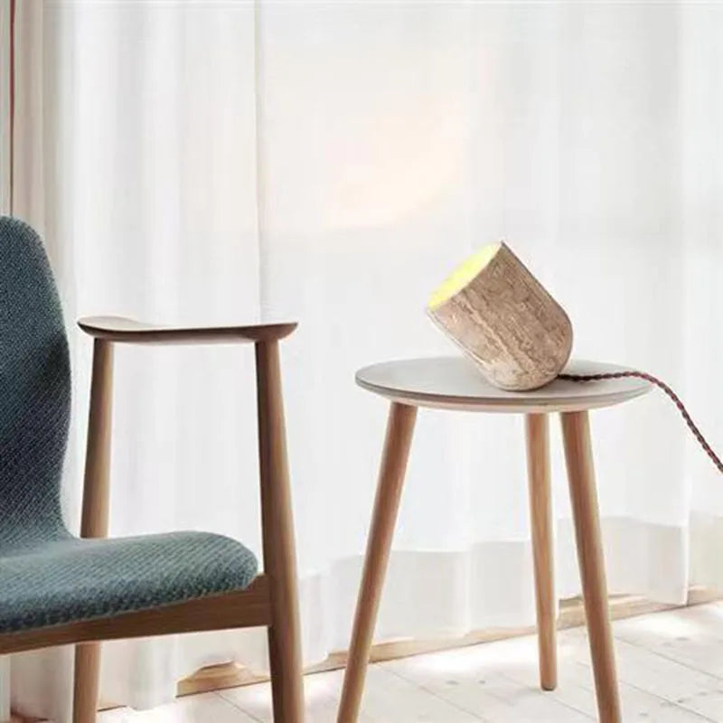 Elodie Travertine Sculptural Lamp