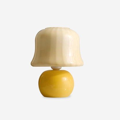 Giulia Cream Mushroom Table Lamp with Enamel Glass Shade