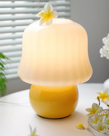 Giulia Cream Mushroom Table Lamp with Enamel Glass Shade