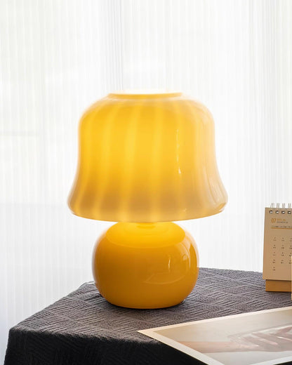 Giulia Cream Mushroom Table Lamp with Enamel Glass Shade