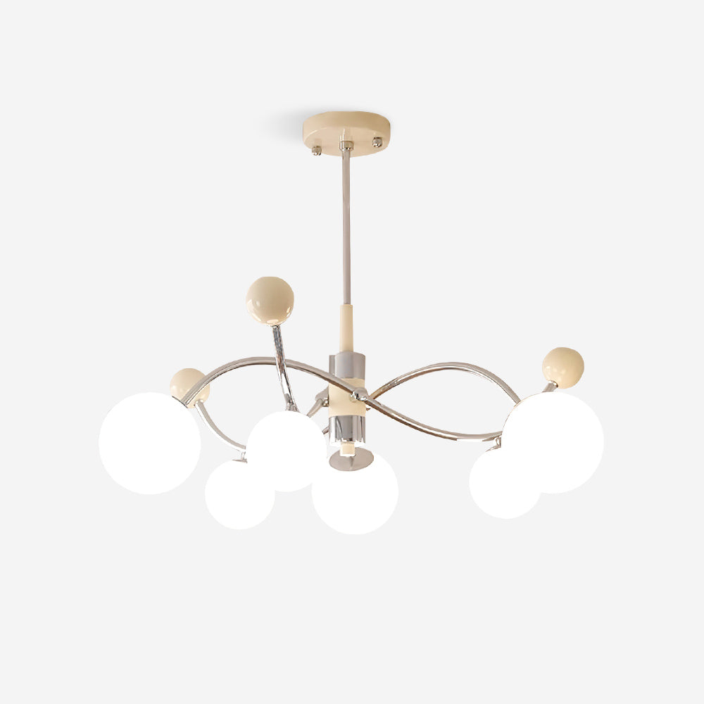 Juliette Chandelier, moderne schwebende mattierte Kugeln mit schlankem Metallrahmen