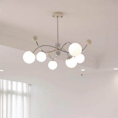 Juliette Chandelier, moderne schwebende mattierte Kugeln mit schlankem Metallrahmen