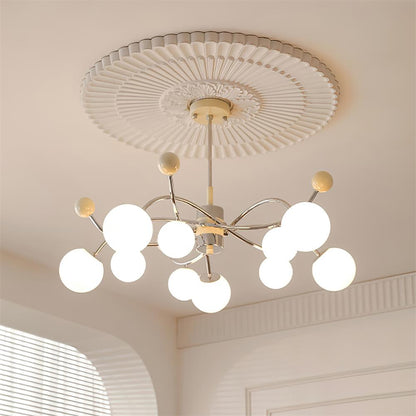 Juliette Chandelier, moderne schwebende mattierte Kugeln mit schlankem Metallrahmen