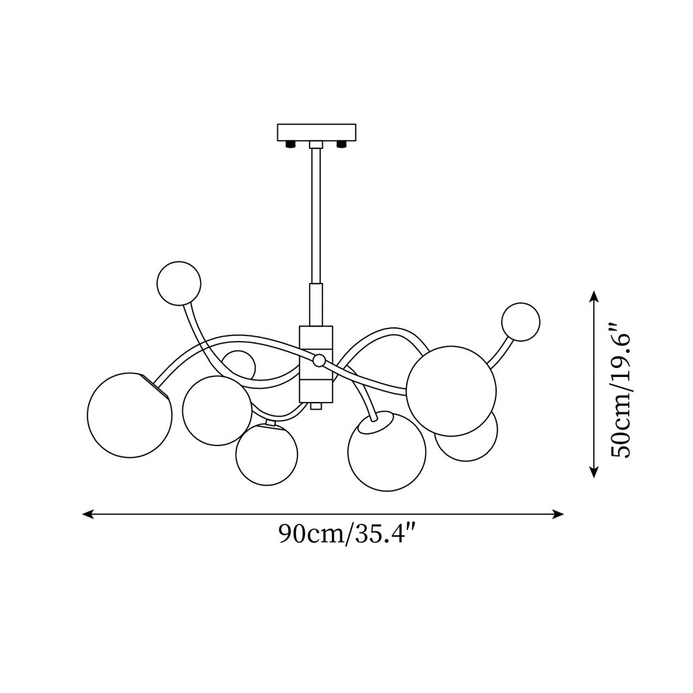 Juliette Chandelier, moderne schwebende mattierte Kugeln mit schlankem Metallrahmen