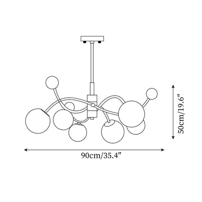 Juliette Chandelier, moderne schwebende mattierte Kugeln mit schlankem Metallrahmen