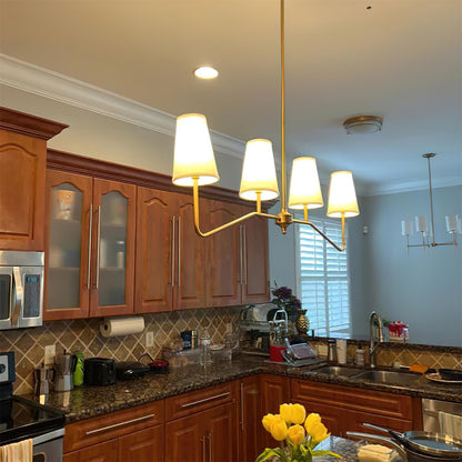 Colette Linear Brass Fabric Shade Chandelier
