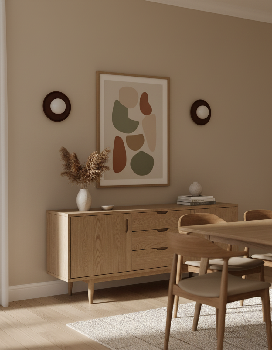Sophie Dura Runde Wandlampe – Moderne Holz- & Glas-Innenbeleuchtung