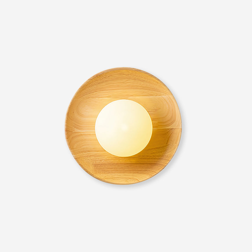 Sophie Dura Runde Wandlampe – Moderne Holz- & Glas-Innenbeleuchtung