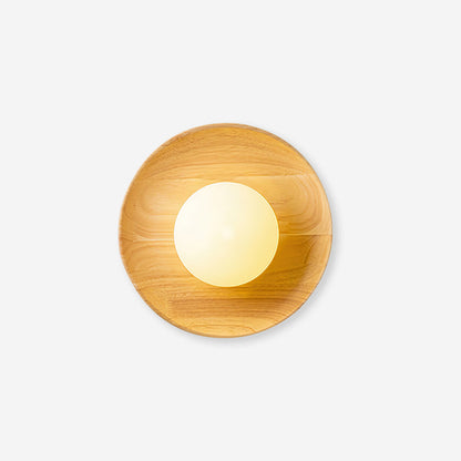 Sophie Dura Runde Wandlampe – Moderne Holz- & Glas-Innenbeleuchtung