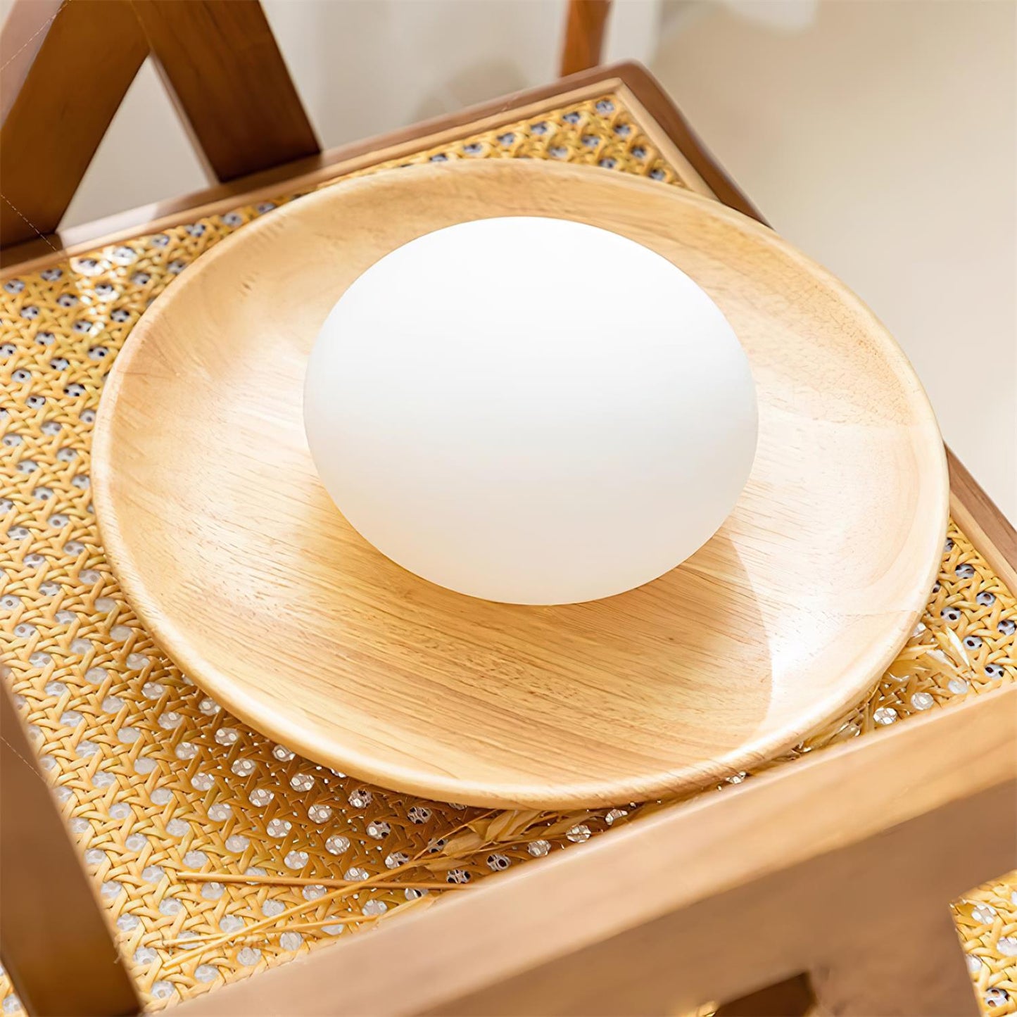 Sophie Dura Runde Wandlampe – Moderne Holz- & Glas-Innenbeleuchtung