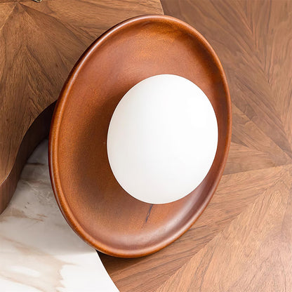 Sophie Dura Runde Wandlampe – Moderne Holz- & Glas-Innenbeleuchtung