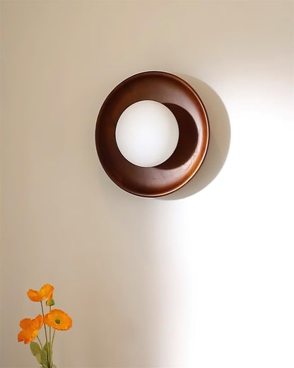 Sophie Dura Runde Wandlampe – Moderne Holz- & Glas-Innenbeleuchtung