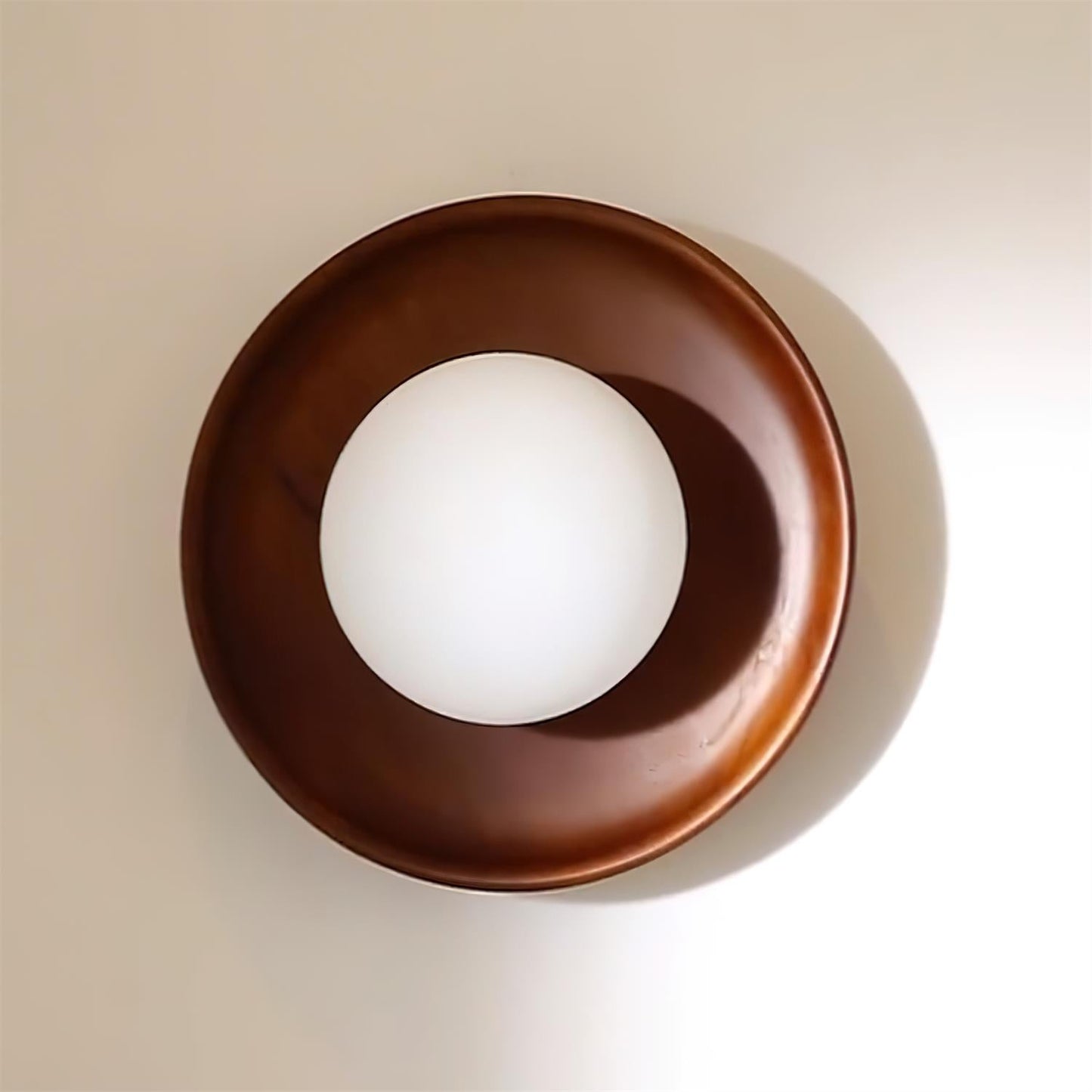 Sophie Dura Runde Wandlampe – Moderne Holz- & Glas-Innenbeleuchtung