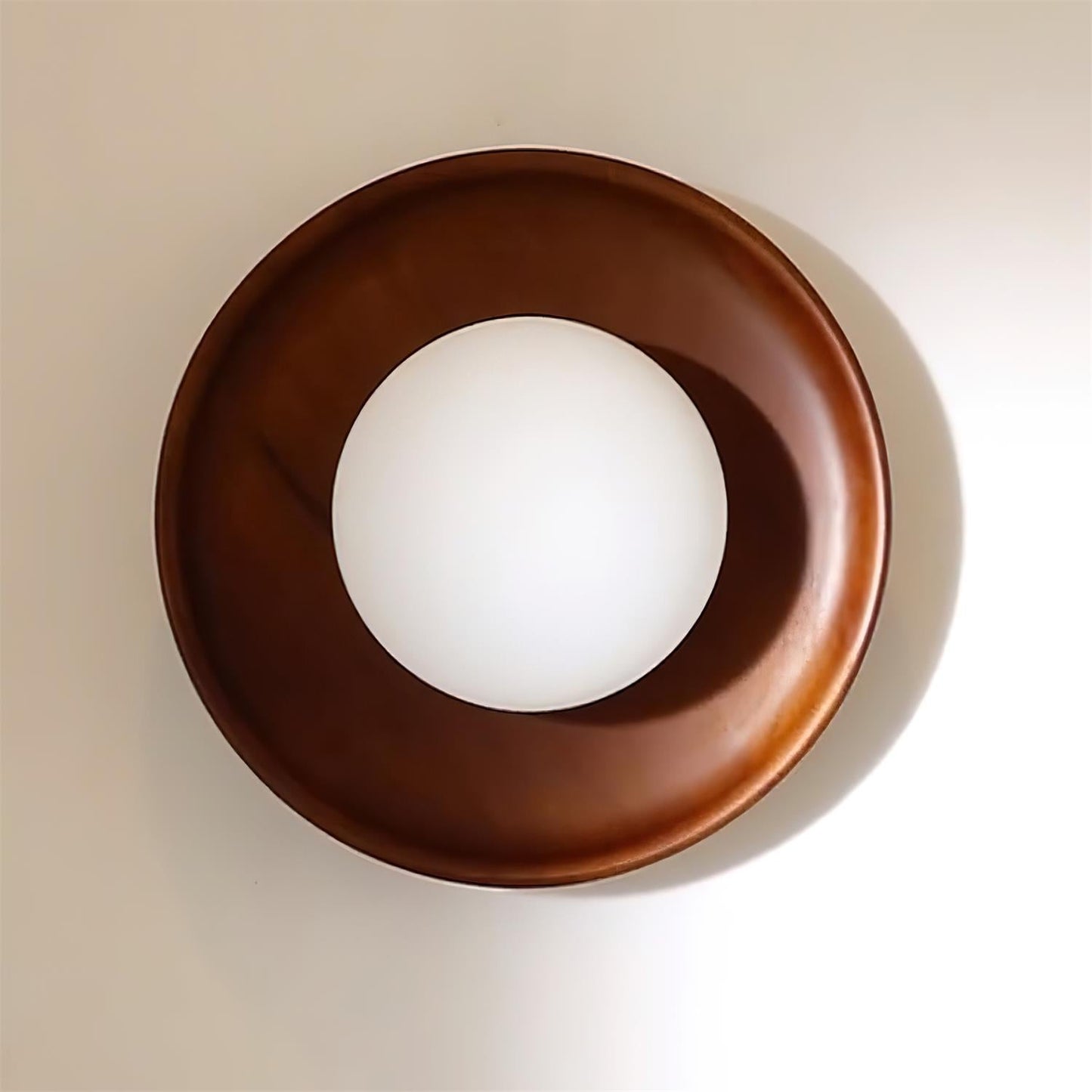 Sophie Dura Runde Wandlampe – Moderne Holz- & Glas-Innenbeleuchtung