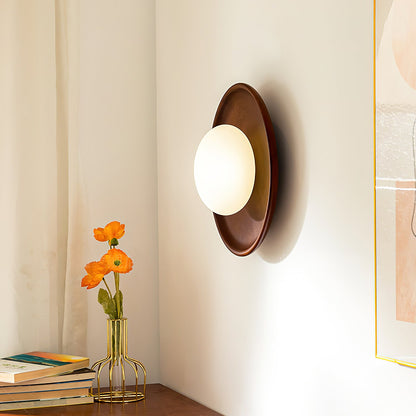 Sophie Dura Runde Wandlampe – Moderne Holz- & Glas-Innenbeleuchtung