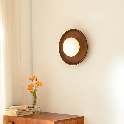 Sophie Dura Runde Wandlampe – Moderne Holz- & Glas-Innenbeleuchtung