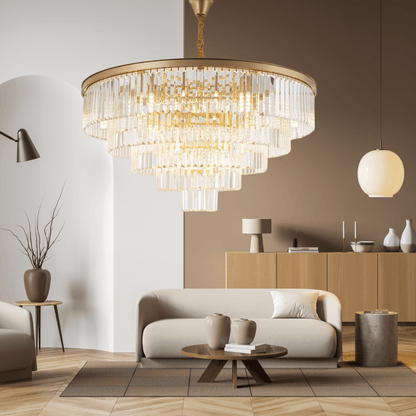 Gabrielle Modern Round Golden Crystal Chandelier