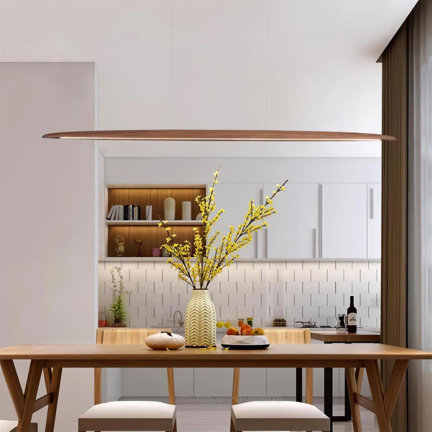 Amélie LED Chandelier, Minimalist Wood and Acrylic with Integrated LEDs