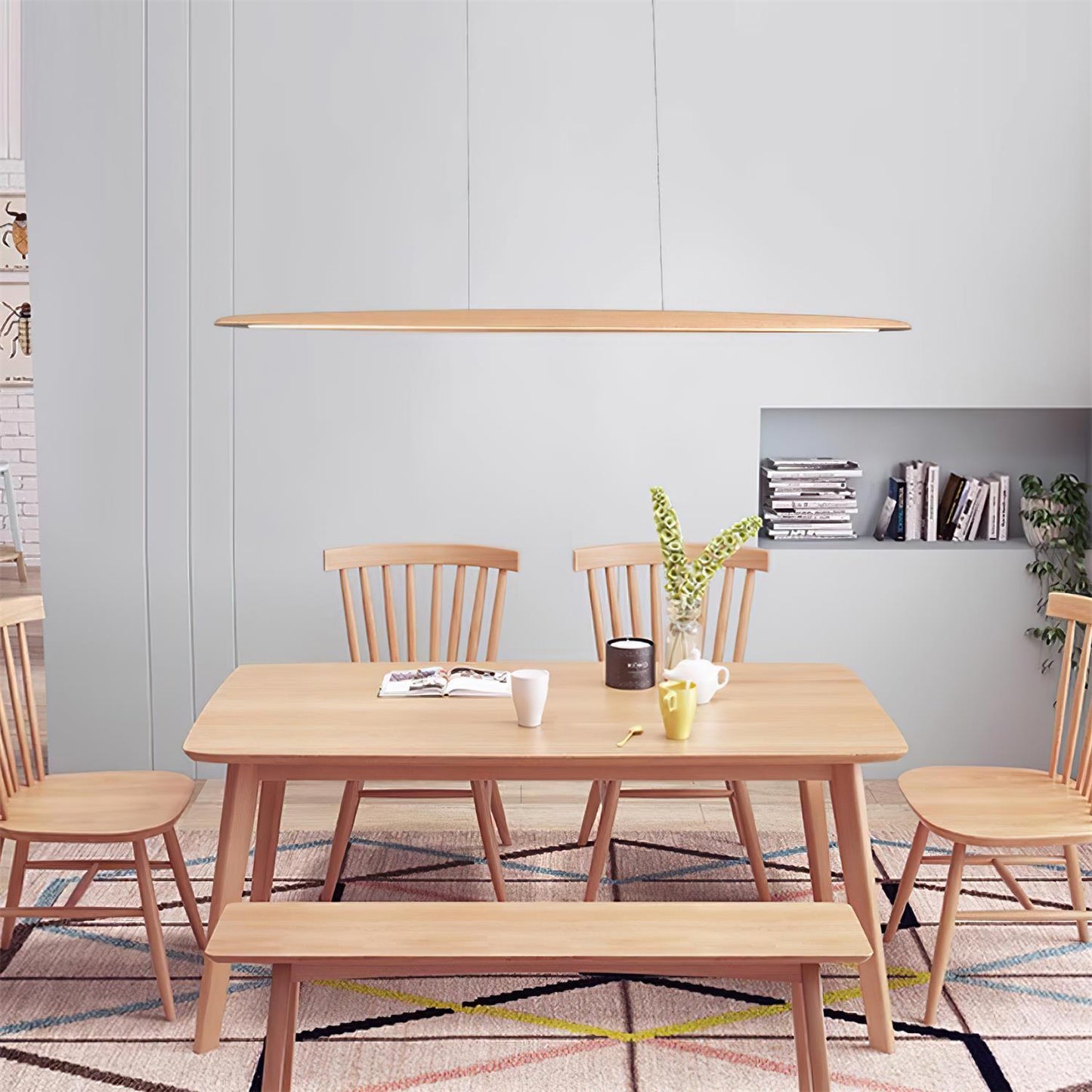 Amélie LED Chandelier, Minimalist Wood and Acrylic with Integrated LEDs