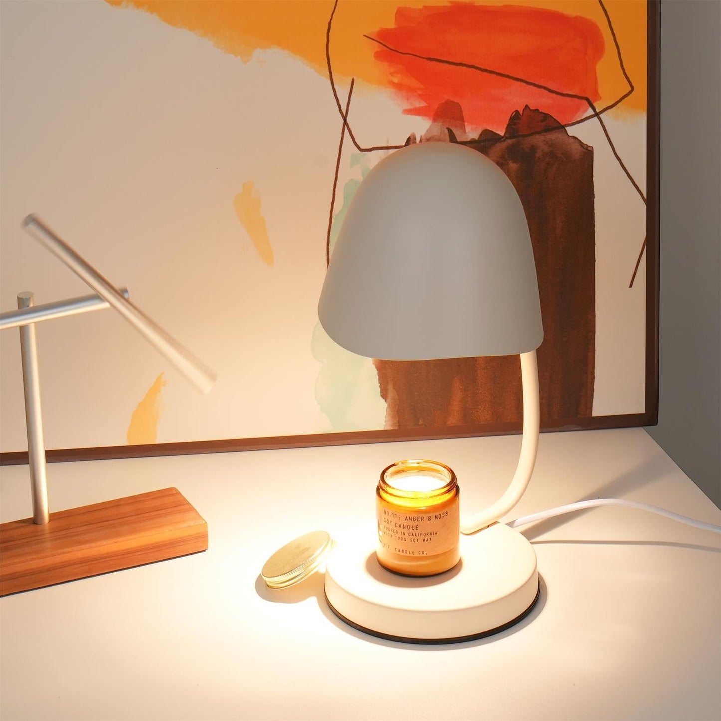 Chloé Eierschalenfarbene Kerzenwärmerlampe mit verstellbarem Hals
